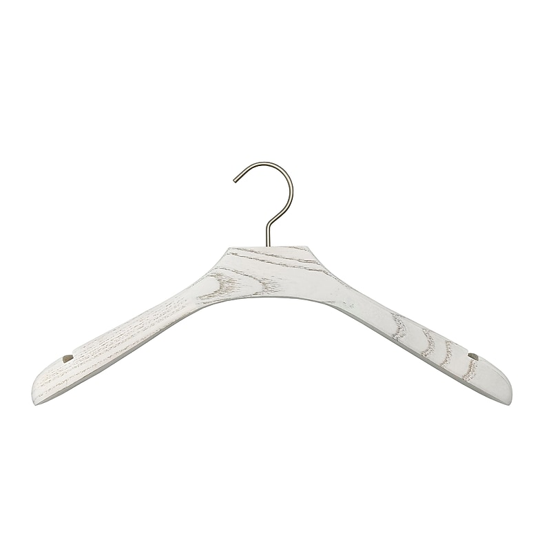Nahanco 17" Wood Concave Wood Jacket Hanger, Whitewash, 24/Pack (23917) image 1