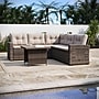 Flash Furniture Huck Indoor/Outdoor Conversation Set with Sofa and Dining Table, Beige and Brown (LTSSET02023BBR)~#|#~E53DE212-EA19-40E8-85BC49BBBD3227B9_sc7
