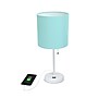 Creekwood Home Oslo 19.5" LED Table Lamp with USB Port, White Base/Aqua Shade (CWT-2011-AW-LB)~#|#~E54108B3-492F-424F-AA07749E94197A79_sc7