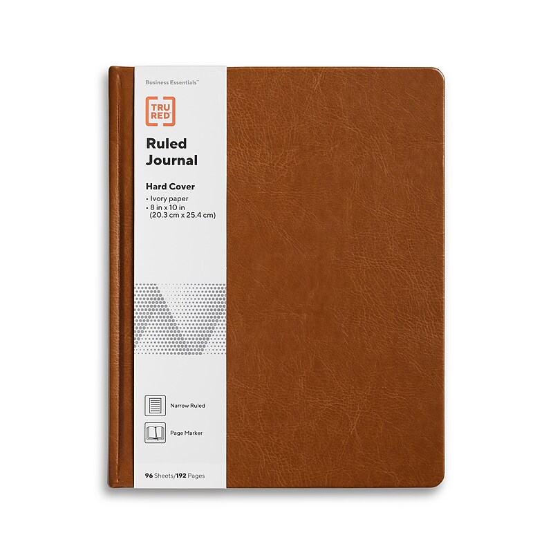 TRU RED™ 8” x 10” Large Hard Cover Narrow Ruled Journal, Cognac (TR61951) image 1