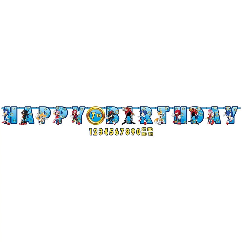 Party City Sonic the Hedgehog Add-An-Age Birthday Banner, Multicolored (AM672837-NS) image 1