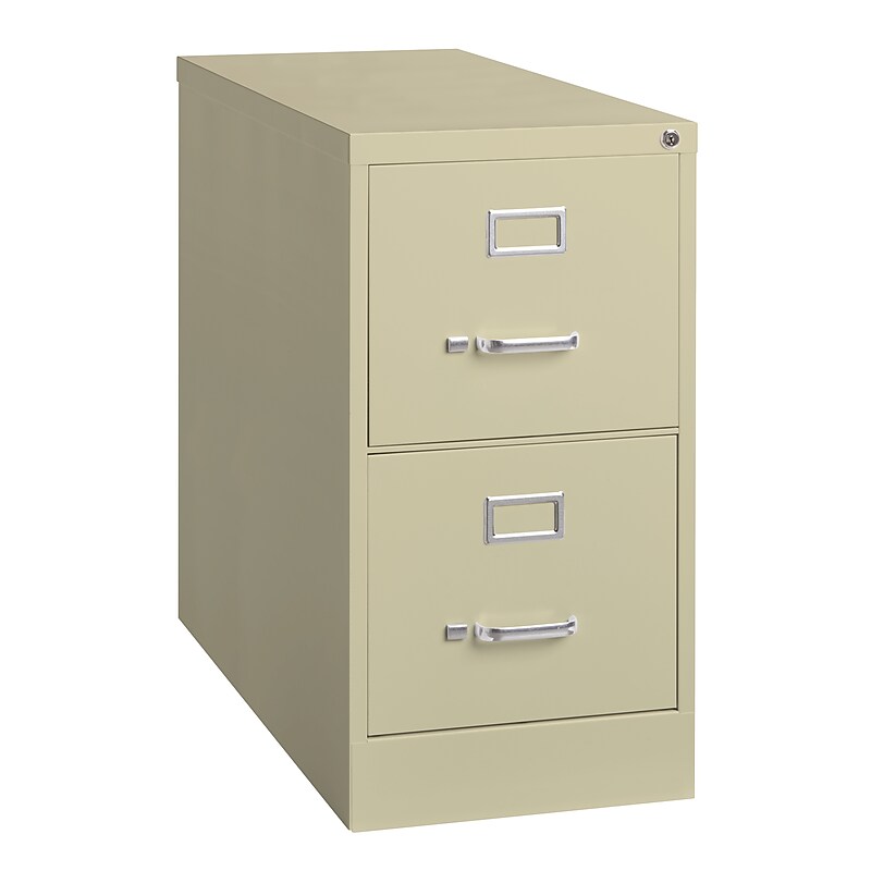 Hirsh Commercial 2-Drawer Vertical File Cabinet, Letter Size, Lockable, 28.375"H x 15"W x 26.5"D, Putty (14026) image 1