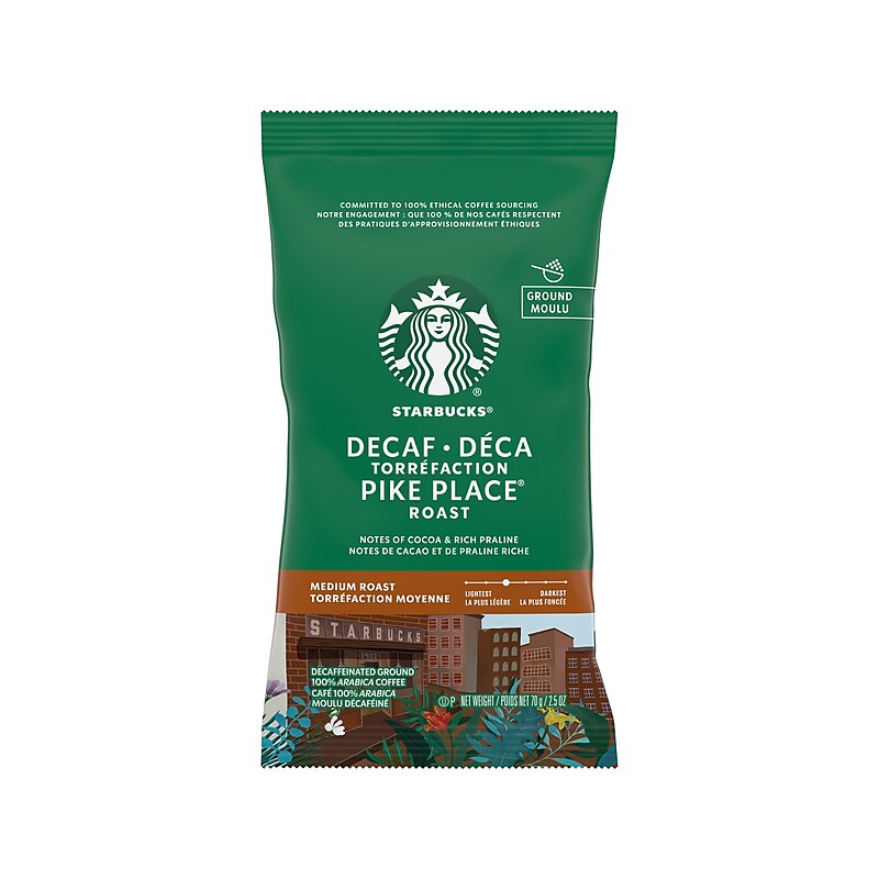 Starbucks Pike Place Decaf Ground Coffee Packet, Medium Roast, 2.5 oz., 72/Carton (SBK11023061CT) image 1