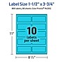 Avery Laser/Inkjet Multipurpose Rectangle Labels, 1.5" x 3.75", Bright Blue, 800/Box (94205)~#|#~E552B8F8-9AB1-4A31-B7D5AE8B7C1C74E3_sc7