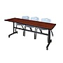 Regency Kobe 84" Flip Top Mobile Training Table- Cherry & 3 'M' Stack Chairs- Grey~#|#~E554B2E9-F4CB-4C73-A3391AE6D975A706_sc7