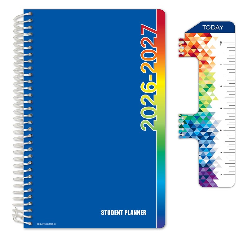 2026-2027 Global Printed Products 5.5" x 8" Academic Weekly & Monthly Student Planner, Paperboard Cover, Blue image 1
