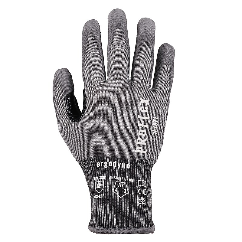 Ergodyne ProFlex 7071 PU Coated Cut-Resistant Gloves, ANSI A7, Gray, XL, 12 Pair (18065) image 1
