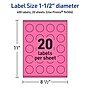 Avery Laser/Inkjet Round Multipurpose Labels, 1.5" Dia., Bright Pink, 400/Pack (94506)~#|#~E575B9AD-2502-4052-8A12F8FA075E63C2_sc7