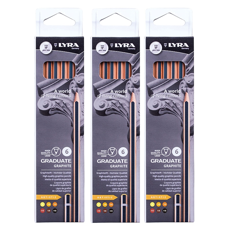 Lyra Graduate Graphite Pencil, Artist Set, 6 Pencils/Set, 3 Sets/Bundle (LYXL1171061-3) image 1