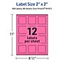 Avery Laser/Inkjet Square Multipurpose Labels, 2" x 2", Bright Pink, 960/Box (94107)~#|#~E5927F66-5F5A-4F96-B3BB77B11F943756_sc7