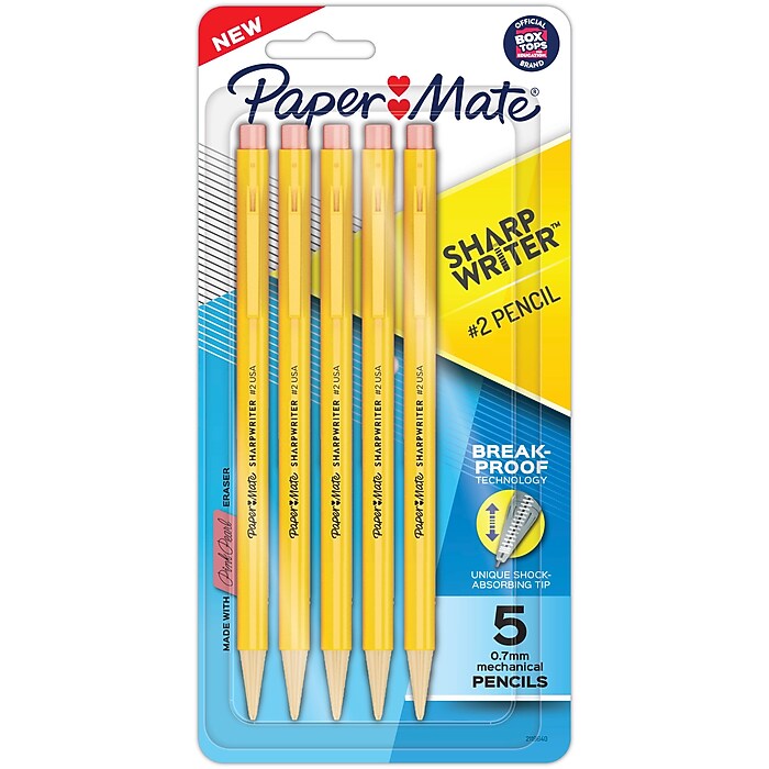 Paper Mate SharpWriter Mechanical Pencil, 0.7mm, #2 Medium Lead, 5
