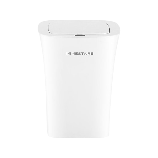 Nine Stars Plastic Sensor Trash Can, 2.6-Gallon, White (DZT-10-11