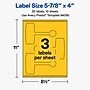 Avery Laser/Inkjet Sealing Labels, 5-7/8" x 4", Bright Yellow, 30 Labels/Pack (19479370788)~#|#~E5B1172B-3C0E-4795-BDDE174A6FDD2716_sc7