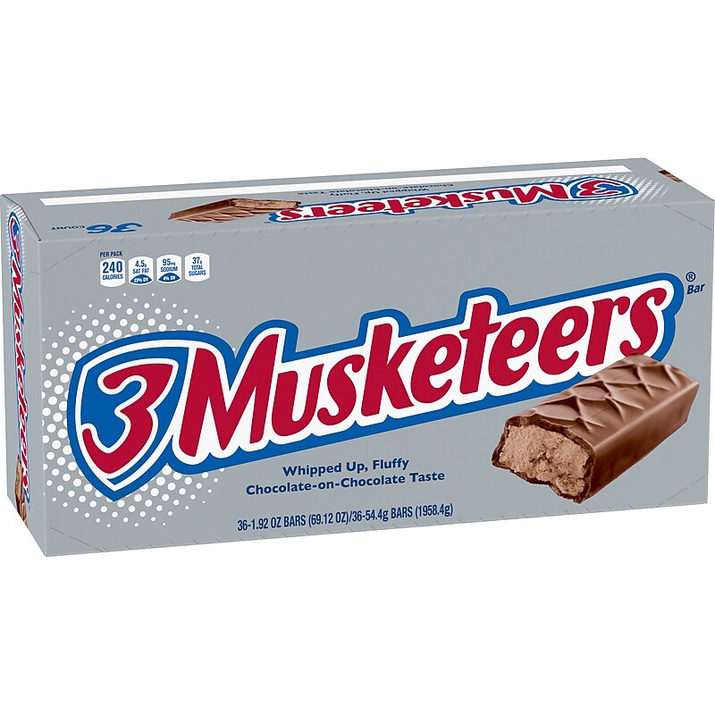 3 Musketeers Chocolate Candy Bars, 1.92 oz, 36/Pack (MMM42208) image 1