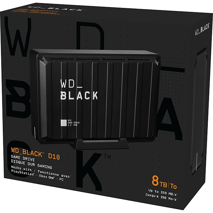 WD Black D10 8TB External USB 3.2 Hard Drive, Black (WDBA3P0080HBK