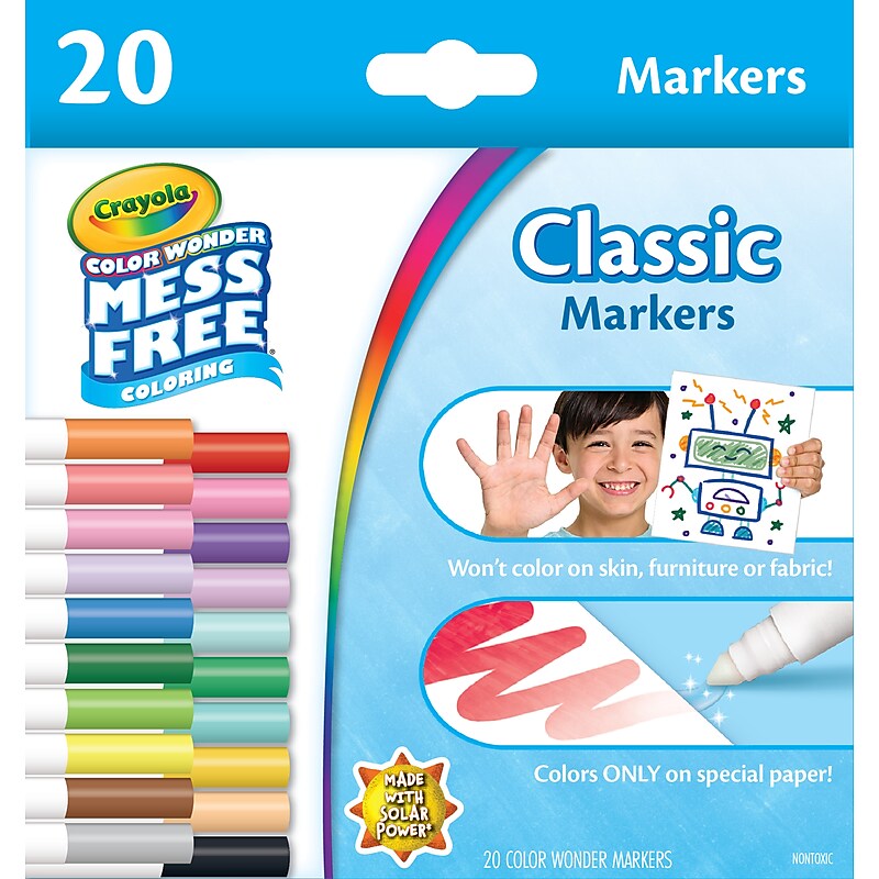 Crayola Color Wonder Washable Water-Based Markers, Assorted Colors, 20/Pack (75-2857) image 1