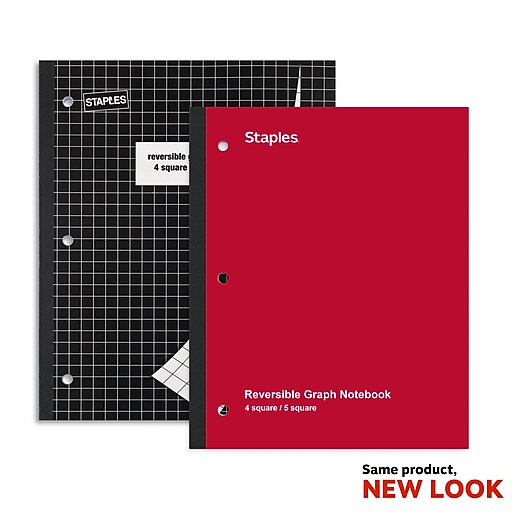 Staples Combo 1 Subject Notebook, 8.5" x 11", Quad Rule, 80 Sheets