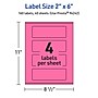 Avery Laser/Inkjet Rectangle Multipurpose Labels, 2" x 6", Bright Pink, 160/Pack (94242)~#|#~E5E53609-B67C-4AD7-9D5E51B8F3E53EDB_sc7