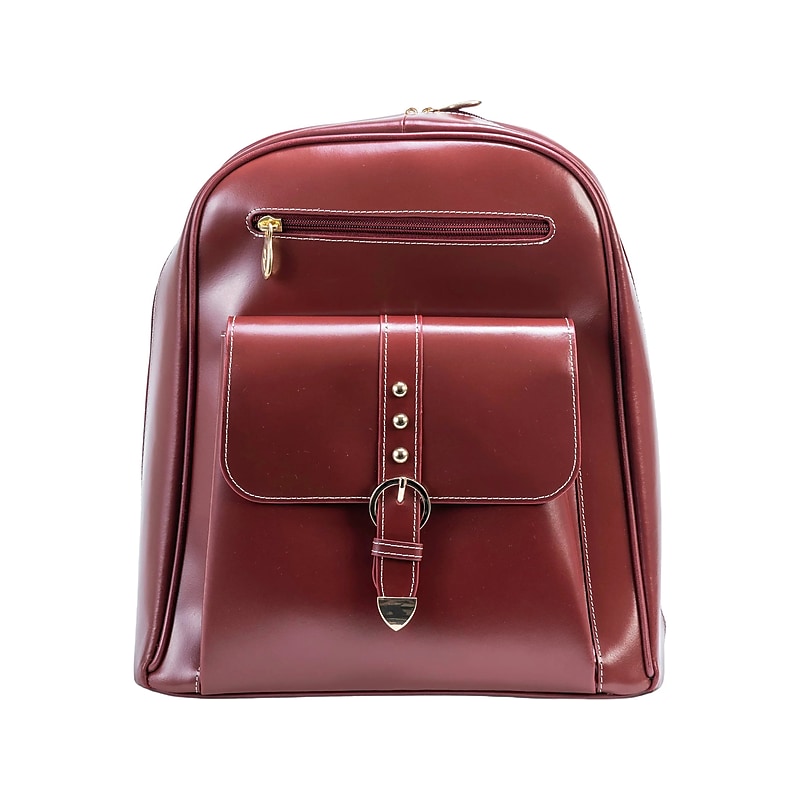 McKlein Madison Leather Laptop Backpack, Medium, Red (99556) image 1