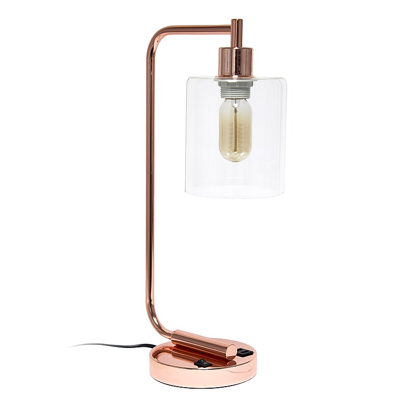 Lalia Home Studio Loft Modern Iron Desk Lamp, 18.8", with USB Port, Polished Rose Gold (LHD-2002-RG) image 1