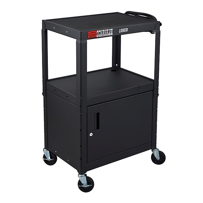 Luxor LEADER 3-Shelf Adjustable Media Utility Cart with Locking