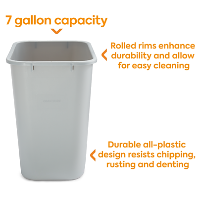 Coastwide Professional Indoor Trash Can Without Lid, Gray Soft Molded Plastic, 7 Gallon (CW56431) Sansujyuku sansujyuku.com