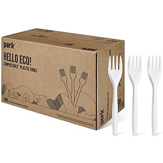 Perk™ Eco Compostable PLA Knife, Medium-Weight, White, 300 Perk™ Eco Compostable PLA Knife, Medium-Weight, White, 300