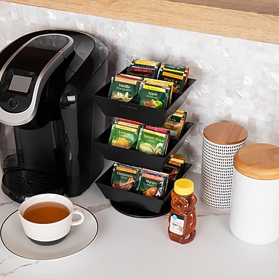 Mind Reader 12-Compartment Plastic Tea and Condiment Carousel, Black - Thumbnail 5