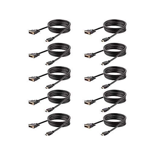 StarTech 6' DVID to HDMI Display Cable, Male to Male, Black, 10/Pack