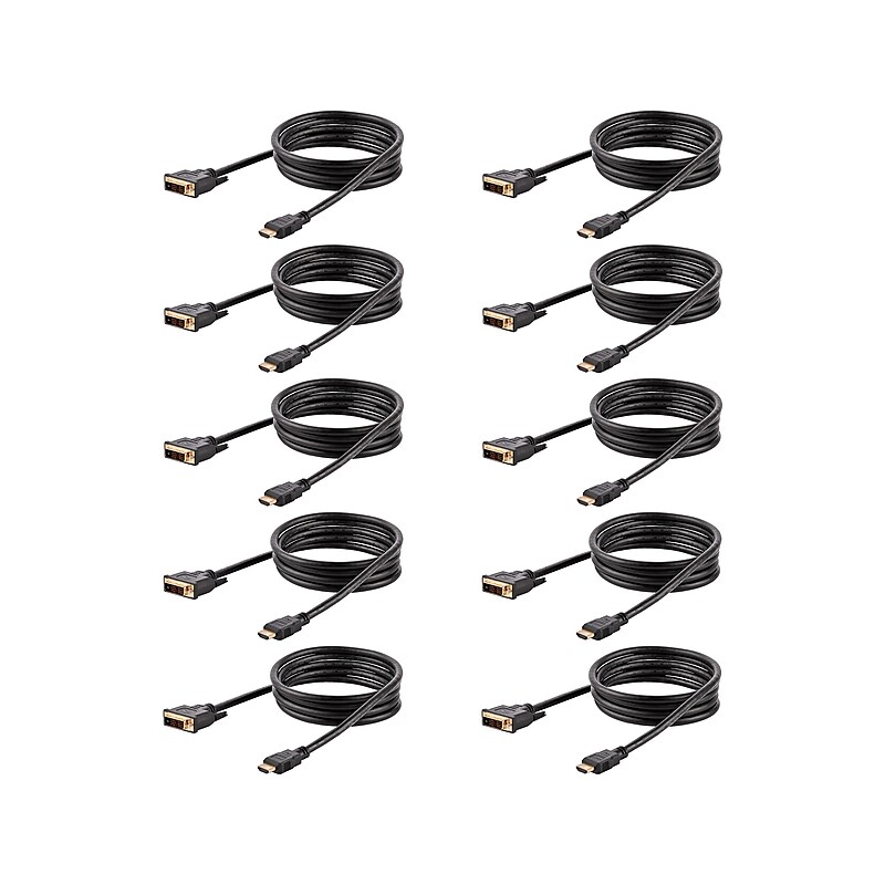 StarTech 6' DVI-D to HDMI Display Cable, Male to Male, Black, 10/Pack (HDMIDVIMM610PK) image 1