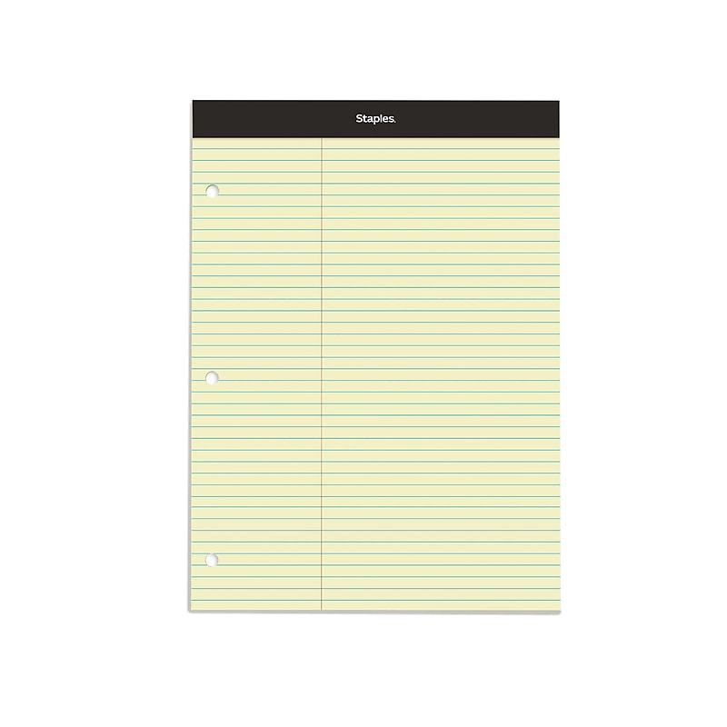 Staples Notepad, 8.5" x 11.75", Law Ruled, Canary, 100 Sheets/Pad, Each (ST57348) image 1