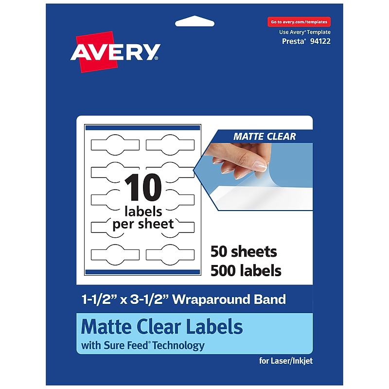 Avery Laser/Inkjet Decorative Edge Multipurpose Labels, 1-1/2" x 3-1/2", Clear, 500/Box (94122) image 1