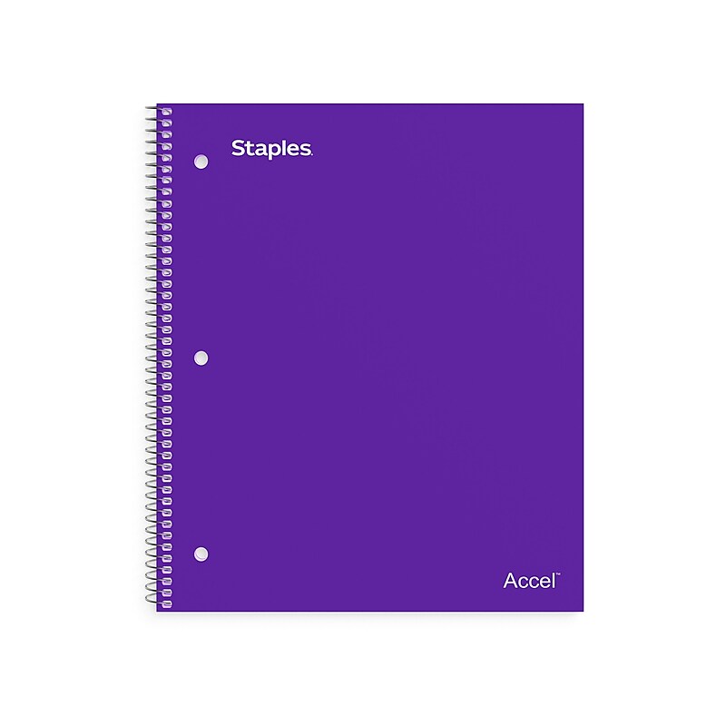 Staples Premium 1-Subject Notebook, 8.5" x 11", College Ruled, 100 Sheets, Purple, 12 Notebooks/Carton (TR20954CT) image 1