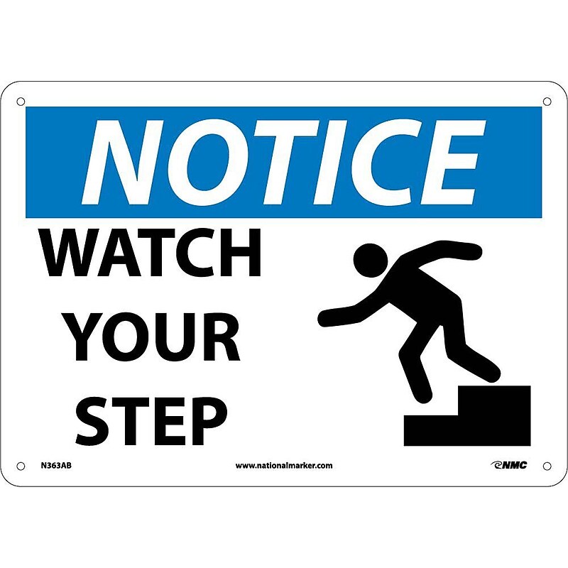 Notice Signs; Watch Your Step, Graphic, 10X14, .040 Aluminum image 1