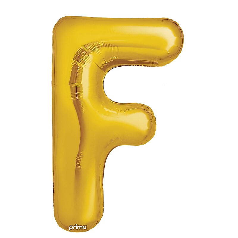 Party City (Air-Filled) 16" "F" Foil Balloon, Gold, 2/Pack (AM60050219-19) image 1