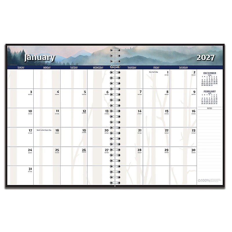 2027 House of Doolittle 11" x 8.5" Monthly Standard Planner, Faux Leather Cover, Black (25002-27) image 1