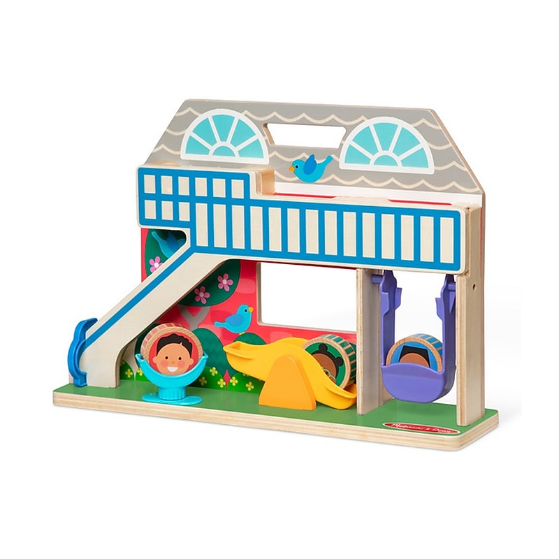 Melissa & Doug GO Tots Wooden Schoolyard Tumble with 4 Disks, Multicolored (30739) image 1