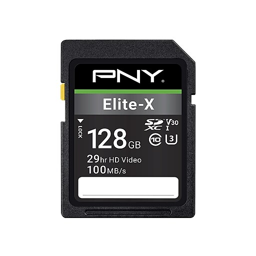 PNY Elite-X 128GB SDXC Memory Card, Class 10, UHS-I, V30 (P
