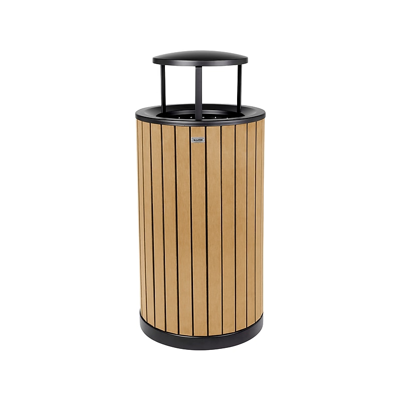 Alpine Industries Steel Outdoor Trash Can with Rain Bonnet Lid, 32 Gallon, Cedar (ALP4400-01-CD-RB) image 1