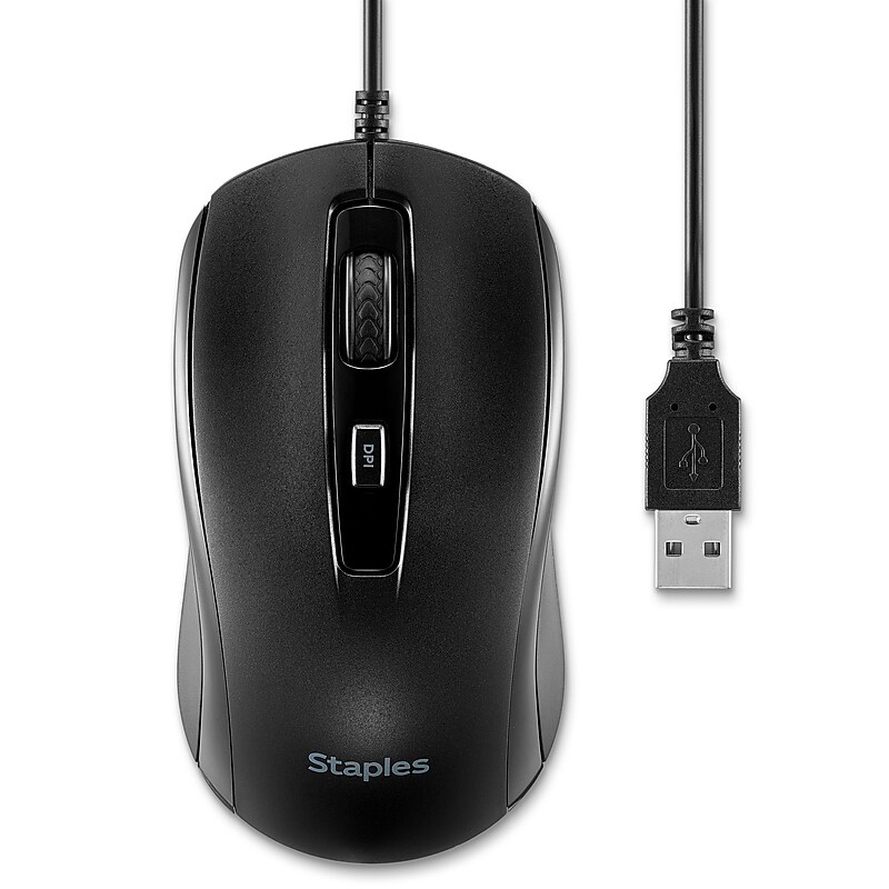 Staples TECH Ambidextrous Optical USB Mouse, Black (ST62598) image 1