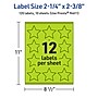 Avery Burst Multipurpose Labels, 2-1/4" x 2-3/8", Bright Green, 120/Pack (94611)~#|#~E661FC67-FBB0-4934-A1E3DC7562B1D943_sc7