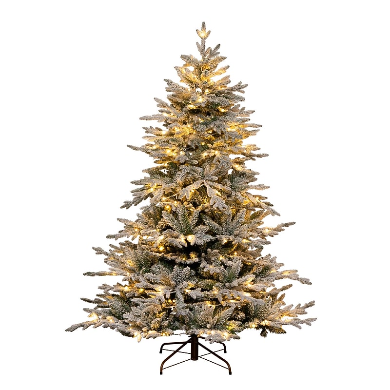 Nearly Natural 6' Pre-Lit Artificial Fraser Fir Flocked Christmas Tree with Instant Connect Technology (T4789) image 1