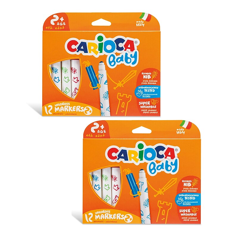 CARIOCA Baby Washable Kids Markers, Rounded Nib, Assorted Colors, 12/Pack, 2/Bundle (CRA42814-2) image 1