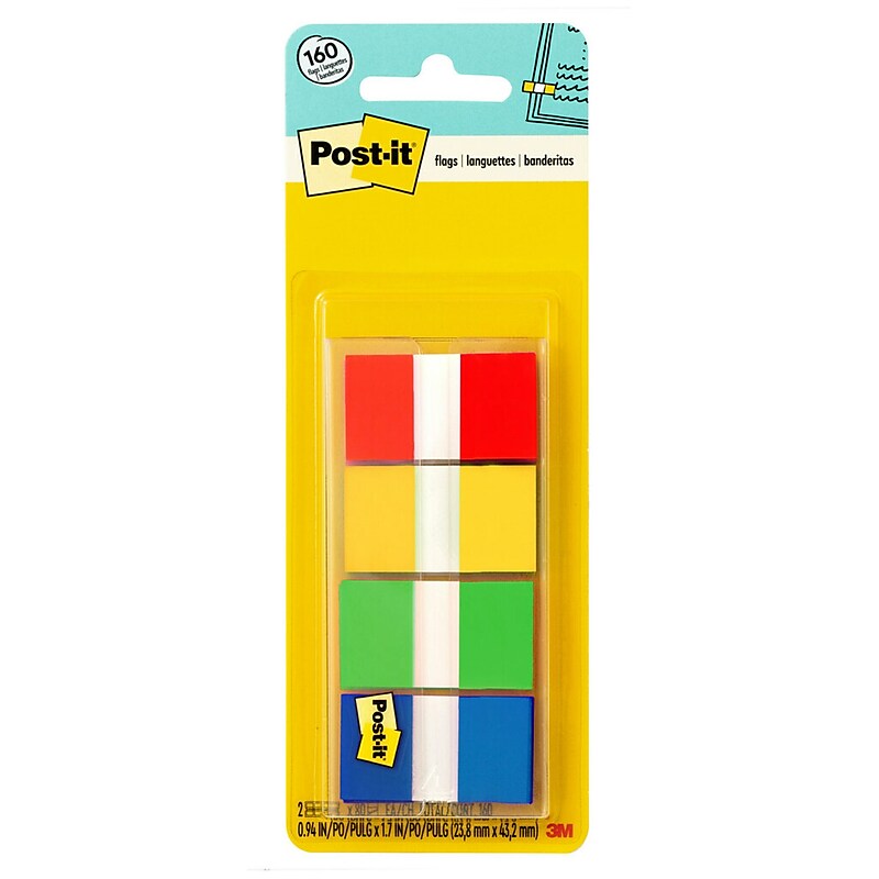 Post-it Flags, .94", Assorted Colors, 160 Flags/Pack (680-RYGB2) image 1