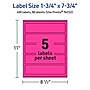 Avery Laser/Inkjet Rectangle Multipurpose Labels, 1.75" x 7.75", Neon Magenta, 400/Box (94232)~#|#~E6797482-F9E2-47FD-B92E158AC45EA646_sc7