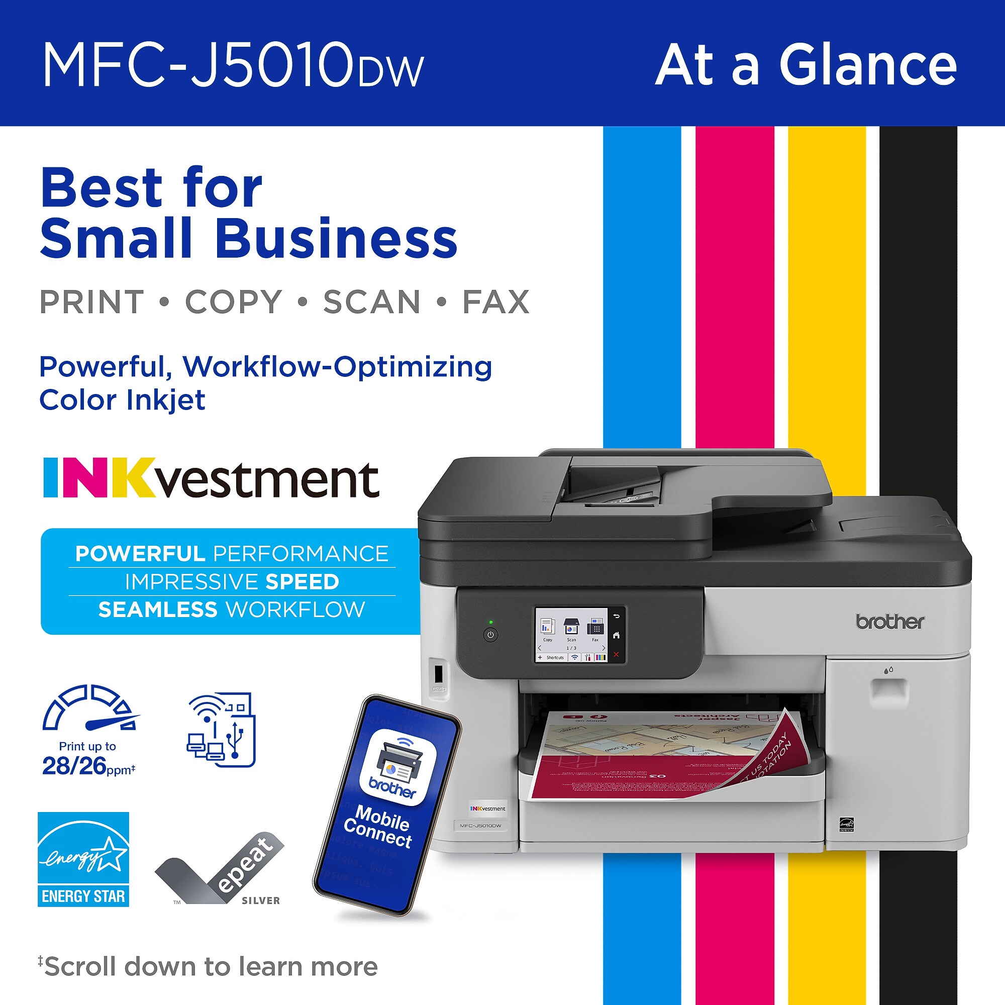 Brother INKvestment MFC-J5010DW Wireless Color All-In-One Inkjet Printer, Best for Home Office Sansujyuku sansujyuku.com