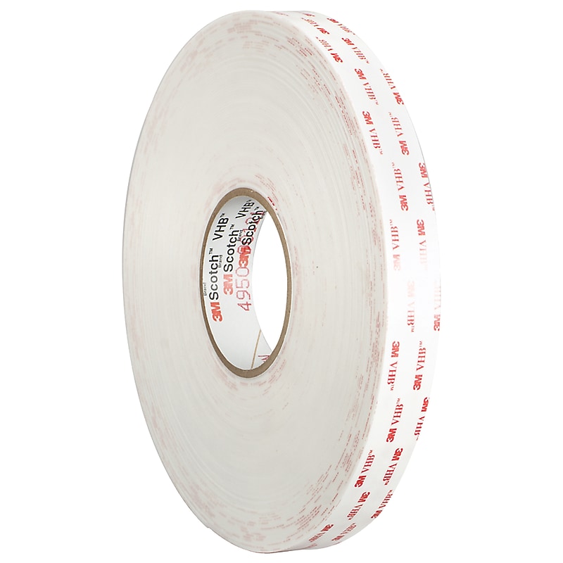 3M VHB Permanent Double Sided Tape, 1" x 5 yds., White (VHB493001R) image 1