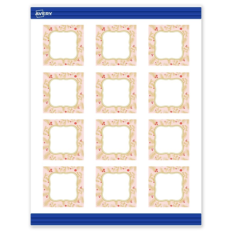 Avery Gold-Pink Berries Matte Blank Card, White, 120/Pack (S00-FGG) image 1