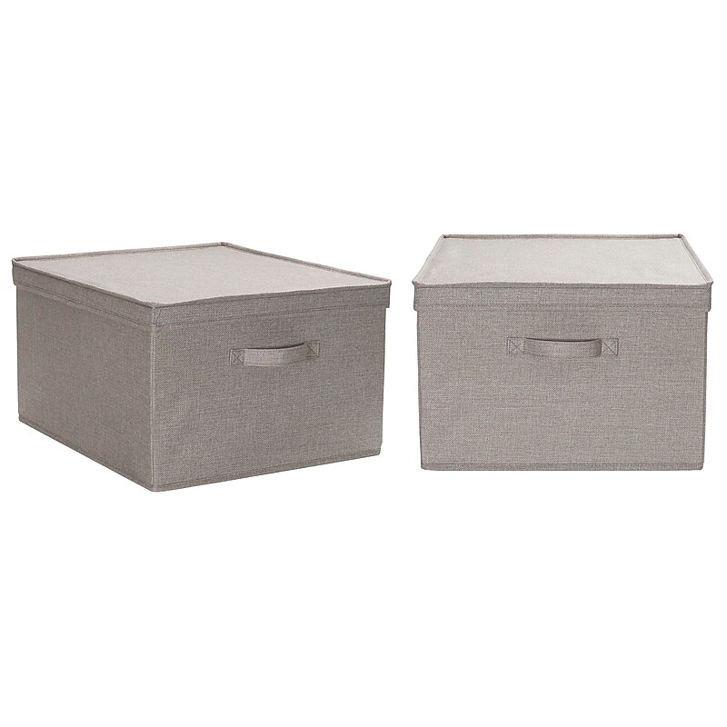 Household Essentials Extra Large Stackable Folding Fabric Storage Bin, 10" x 16"x 19", 52.64 Qt., Gray, 2/Pack (7415-1) image 1