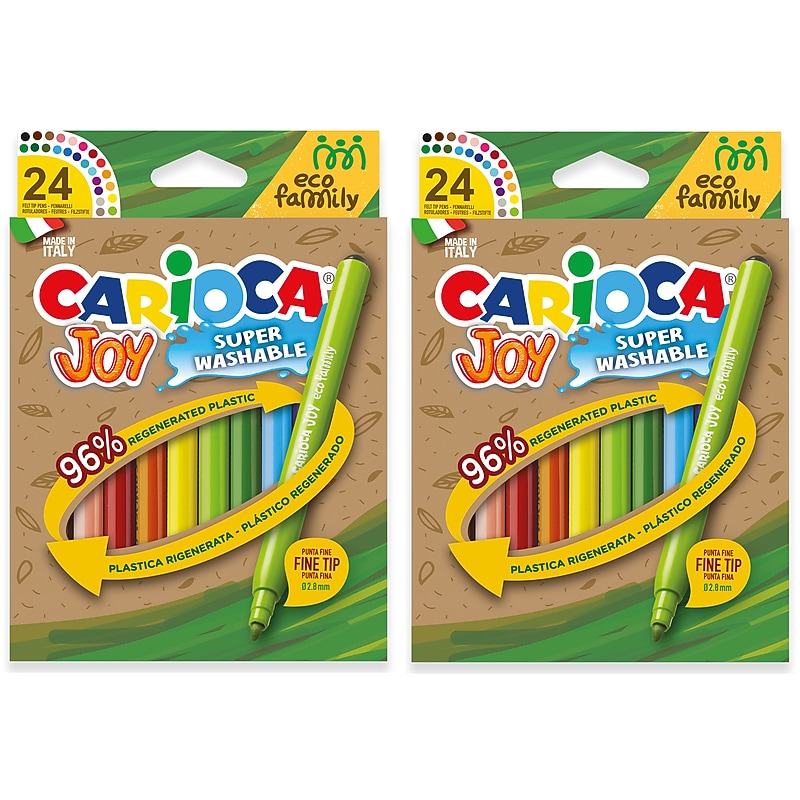 CARIOCA Joy Eco Washable Kids Markers, Fine Tip, Assorted Colors, 24/Pack, 2/Bundle (CRA43463-2) image 1